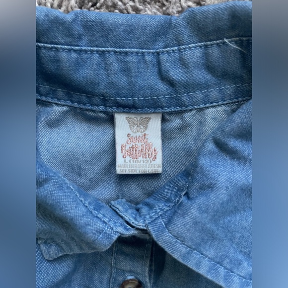 🦋Girls🦋 Sweet Butterfly Jean color dress size L 10/12 - Picture 5 of 5
